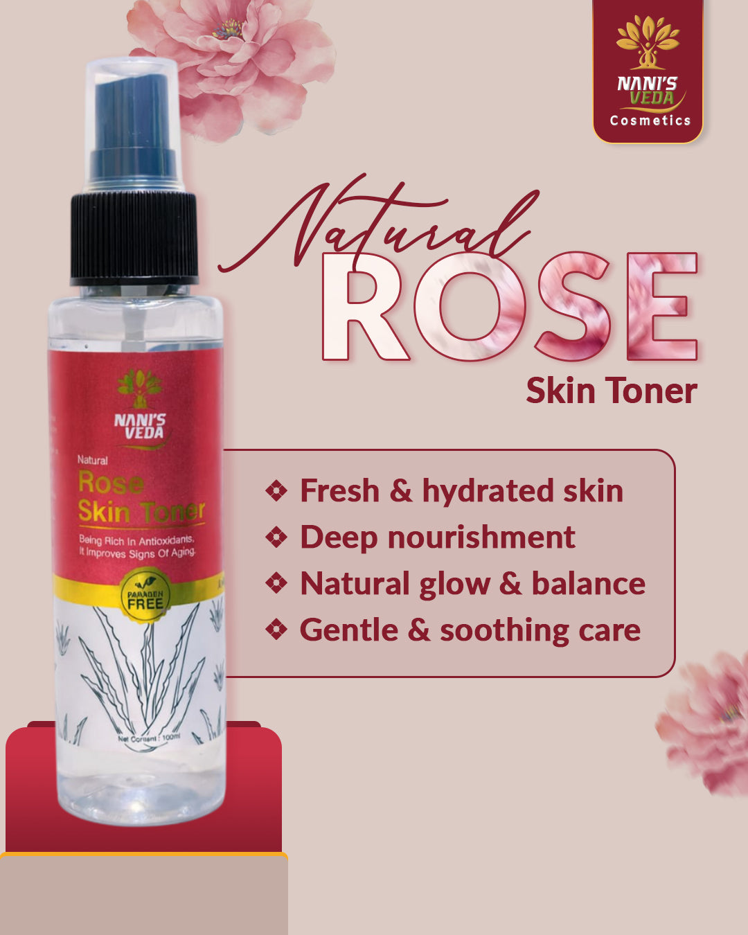 Nani’s Veda Natural Rose Skin Toner – 100 ml