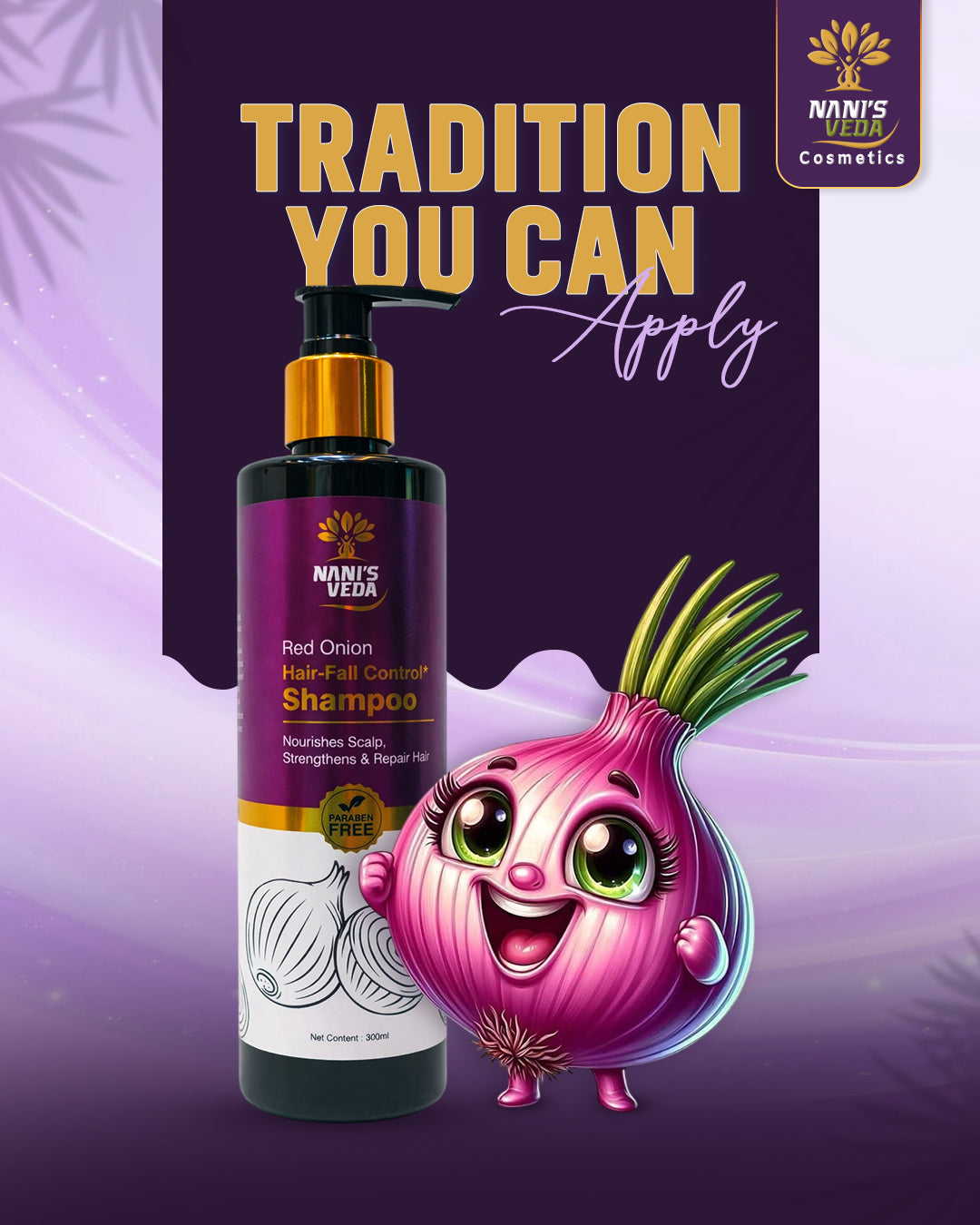 Nani’s Veda Red Onion Hair-Fall Control Shampoo – 300 ml