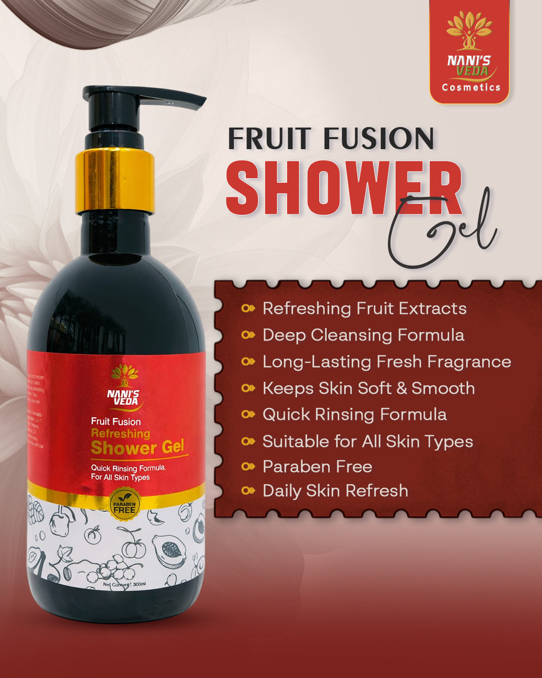 Nani’s Veda Fruit Fusion Refreshing Shower Gel – 300 ml