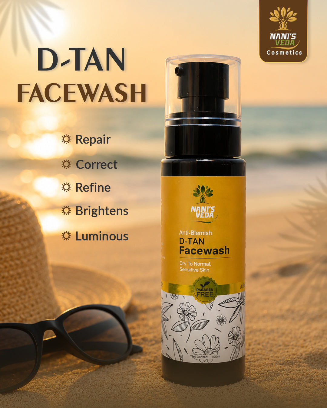 Nani’s Veda Anti-Blemish D-Tan Facewash – 100 ml