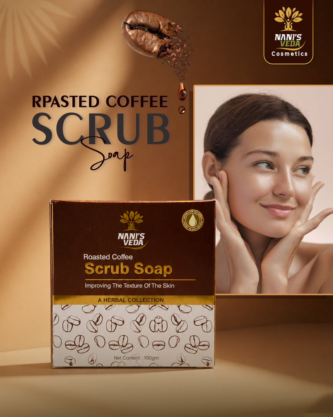 Nani’s Veda Roasted Coffee Scrub Soap – 100 gm