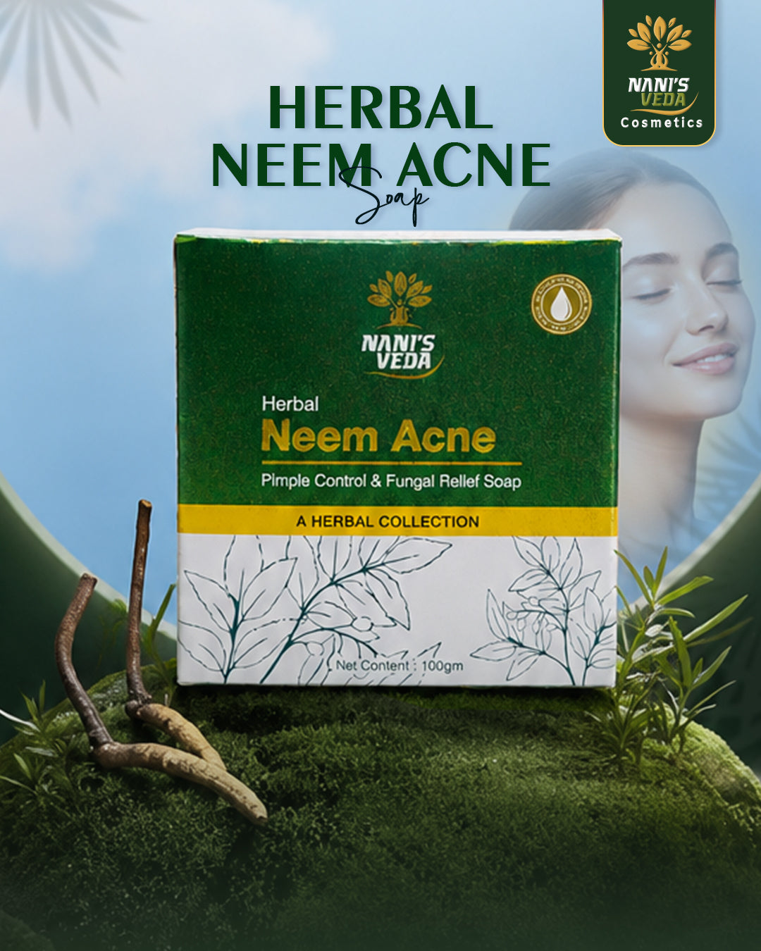 Nani’s Veda Herbal Neem Acne Soap – Pimple Control & Fungal Relief | 100g