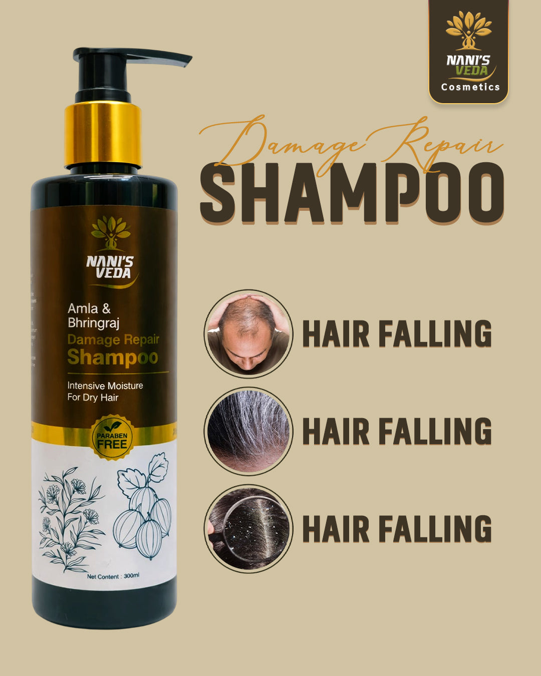 Nani’s Veda Amla & Bhringraj Damage Repair Shampoo – 300 ml